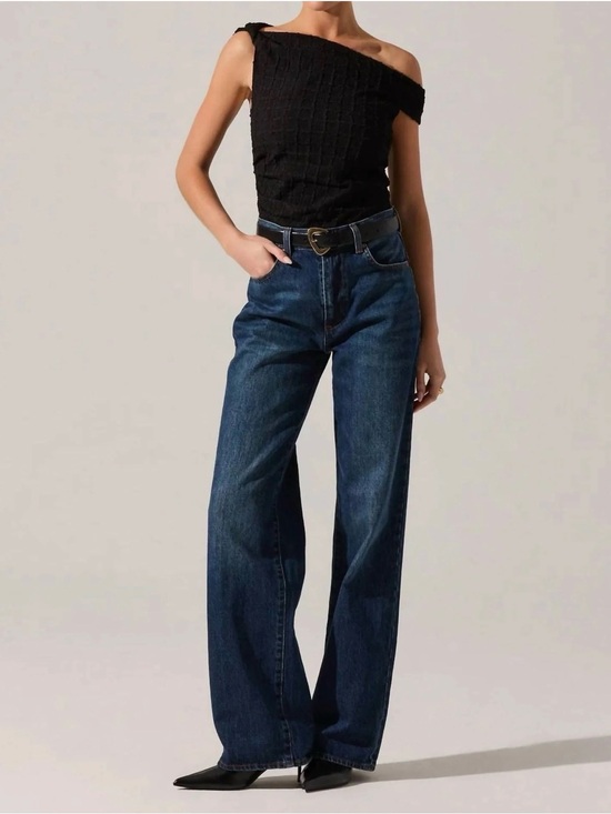 Astr Tops - ASTR The Label “Lindy Top” Black One Shoulder Textured Top NWT Medium